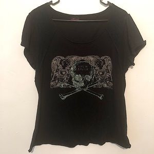 Torrid Love is Forever green glitter skull top